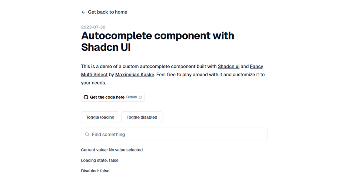 Autocomplete component with Shadcn UI
