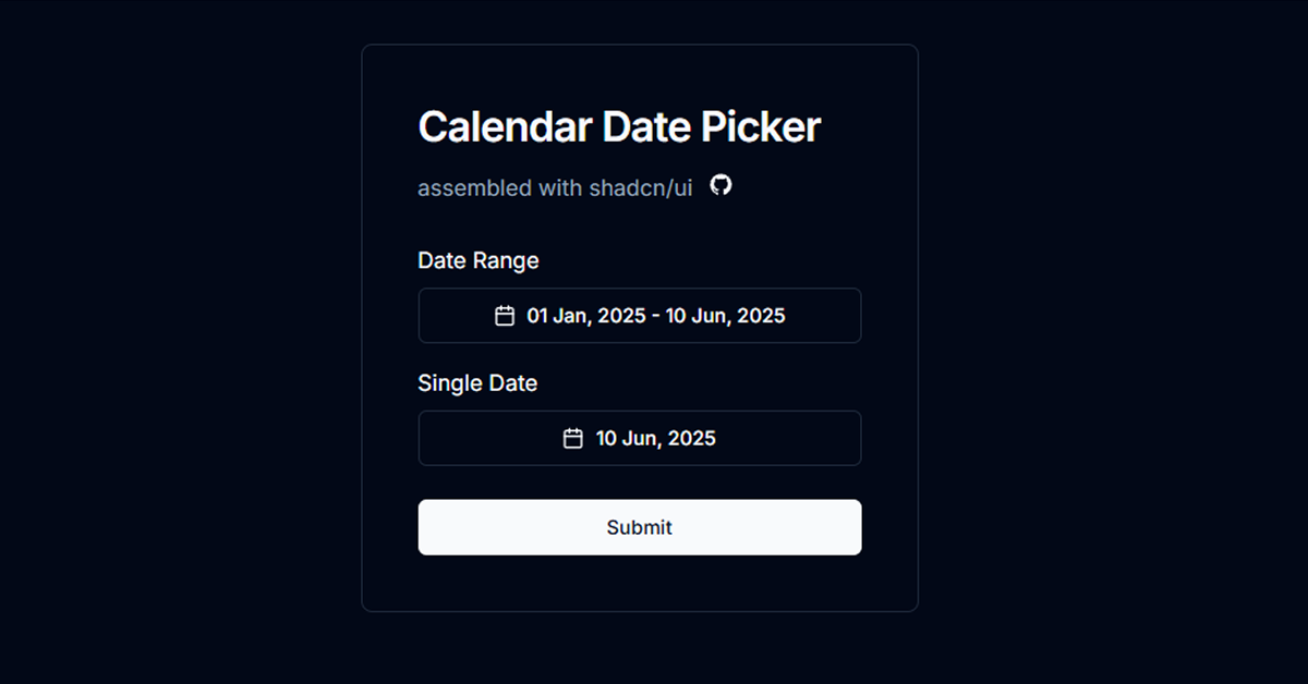 Shadcn Calendar Component