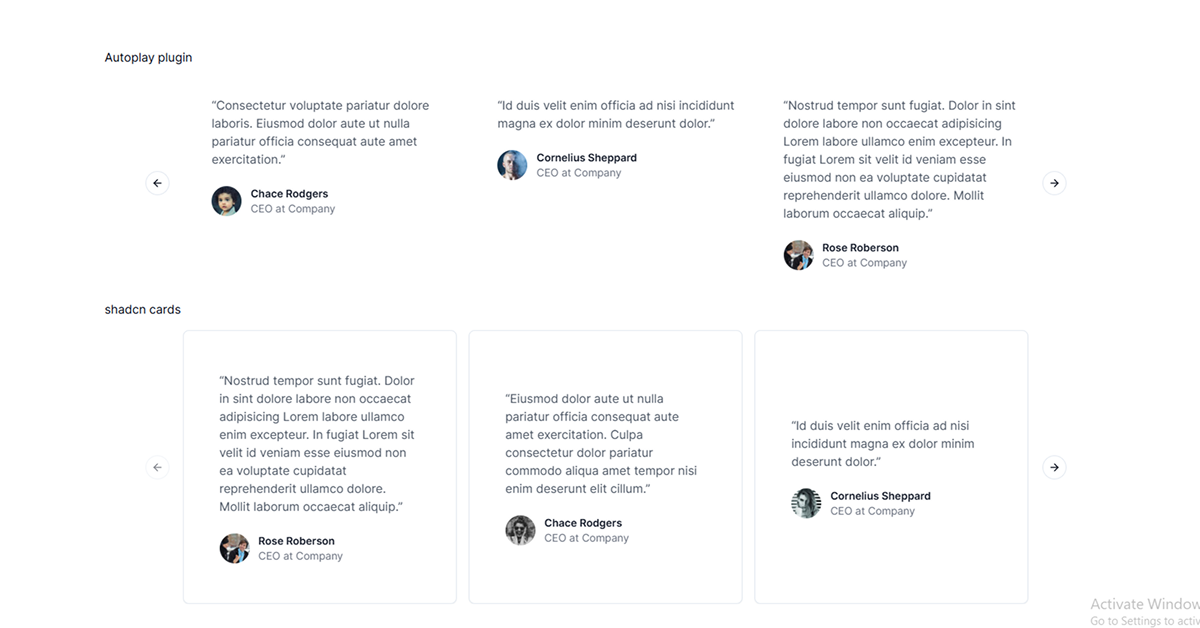 Shadcn Carousel Testimonials