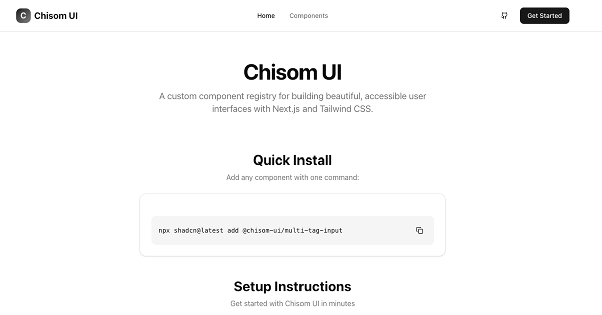 Chisom UI: Custom shadcn/ui Registry