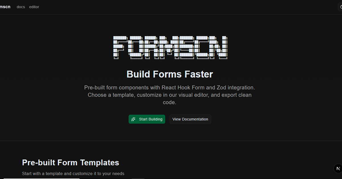 FormSCN - shadcn/ui Form Builder 