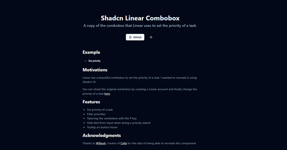 Shadcn Linear Combobox
