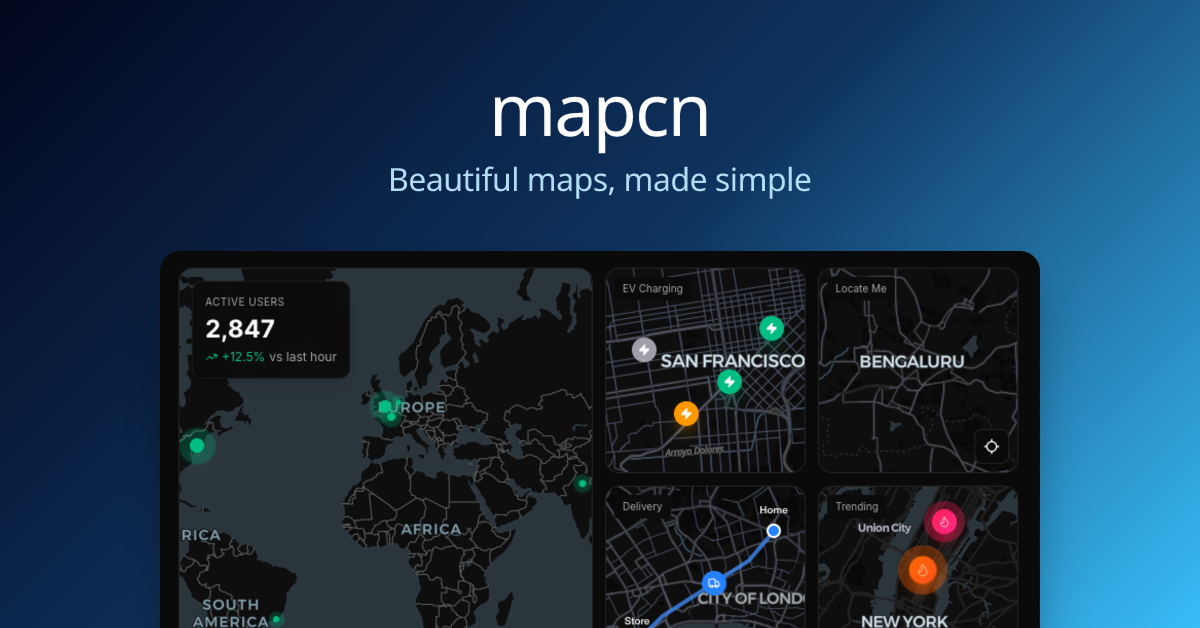 Mapcn - Beautiful maps made simple