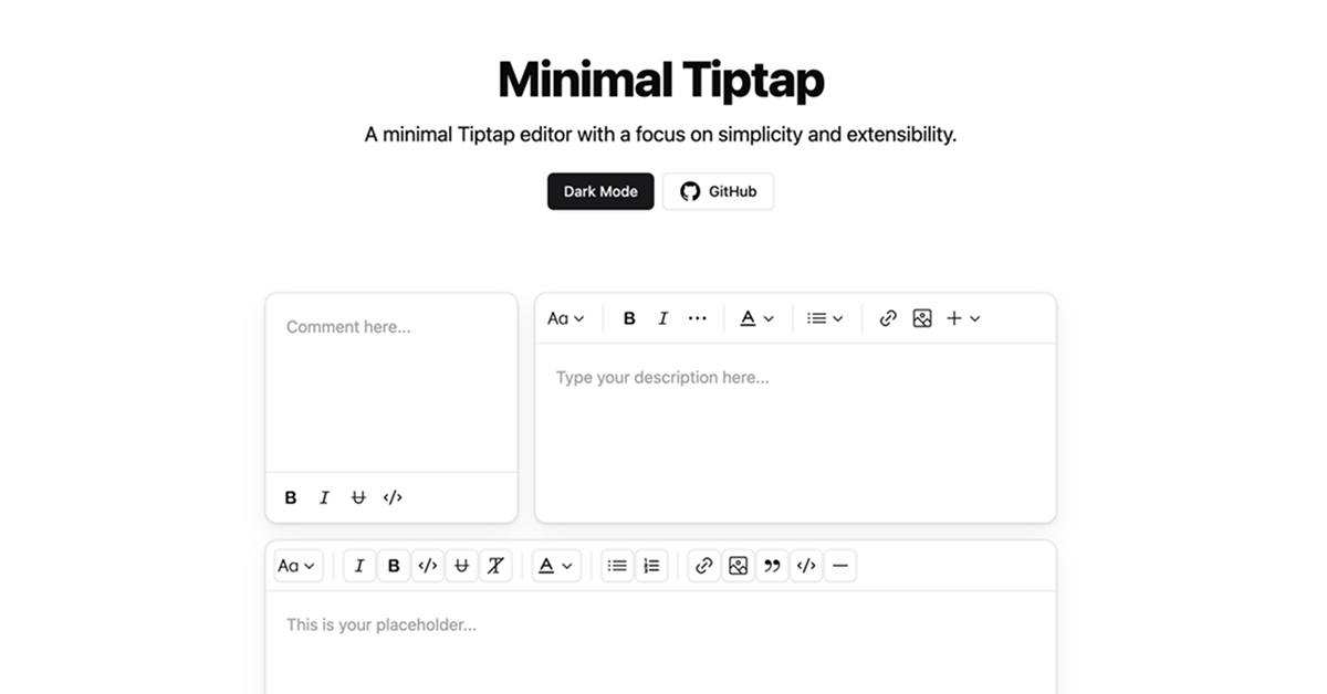 Minimal Tiptap - Text Editing for React