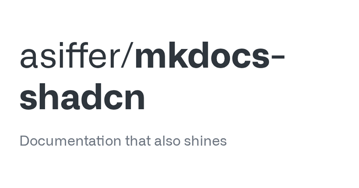 Mkdocs shadcn