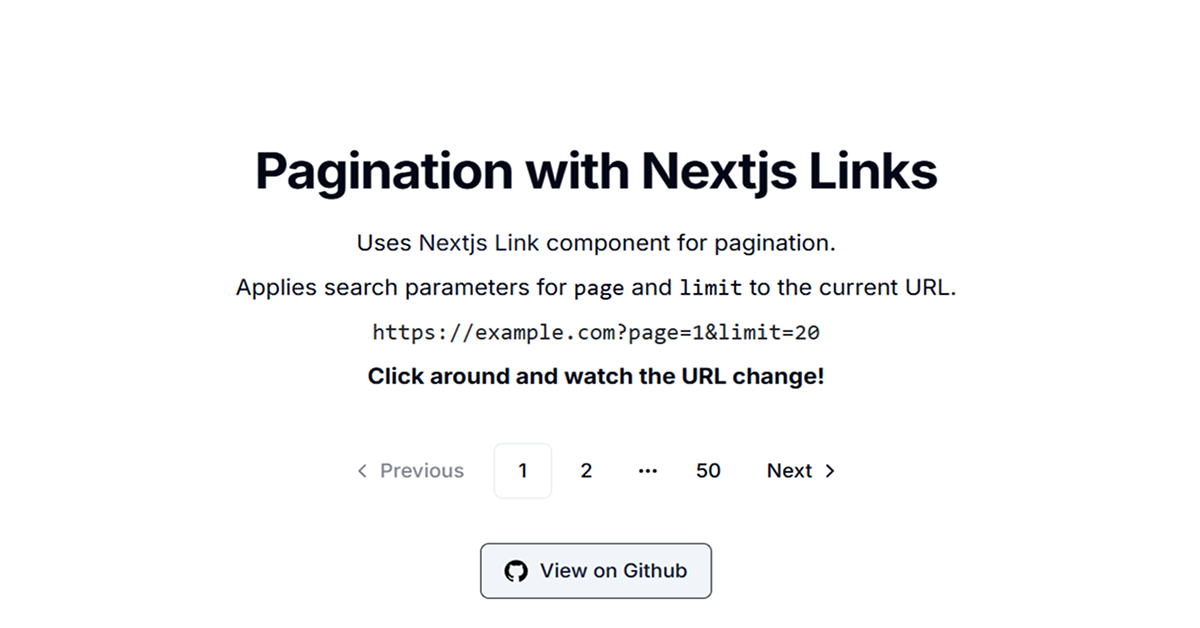 Shadcn Nextjs Link Pagination