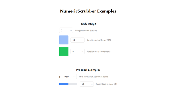Shadcn Number Scrubber Component