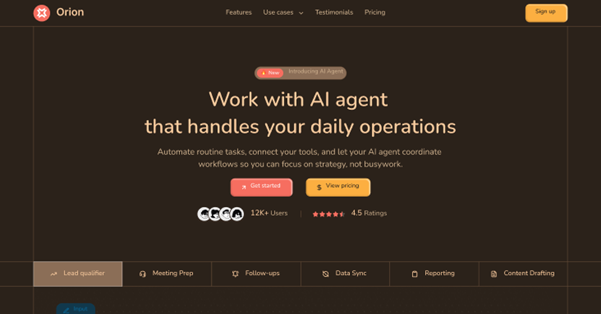 Orion - AI Agent Page Template