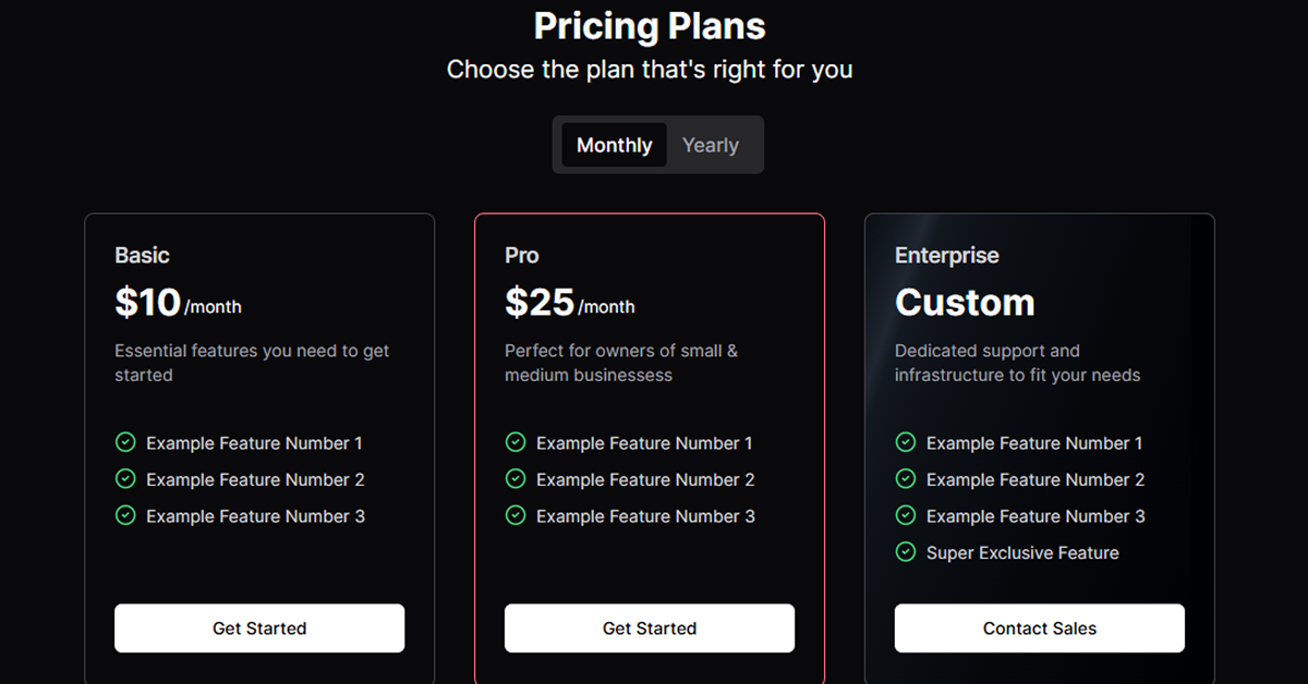 Pricing Page