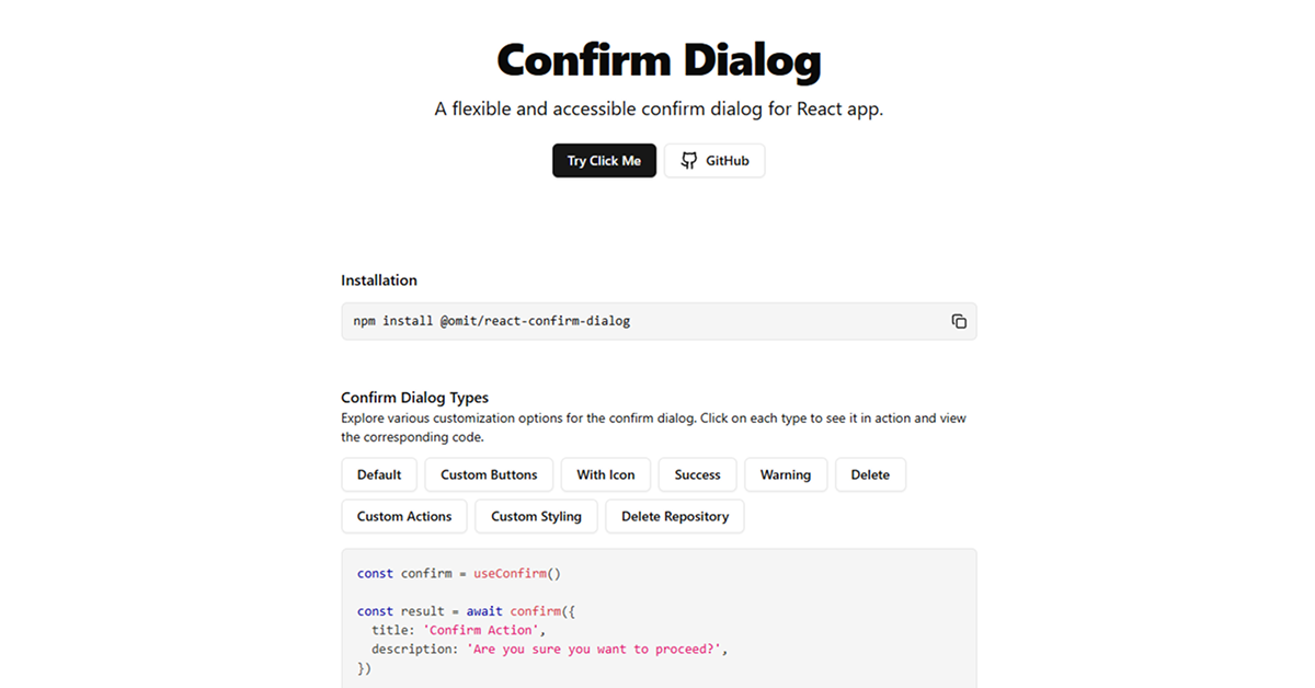 React Confirm Dialog