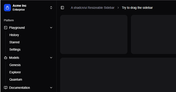 Shadcn Resizable Sidebar
