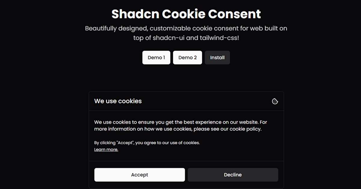 Shadcn Cookie Consent