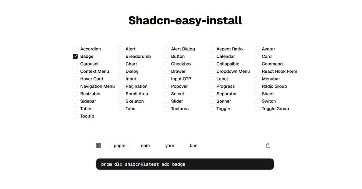 Shadcn Easy Install