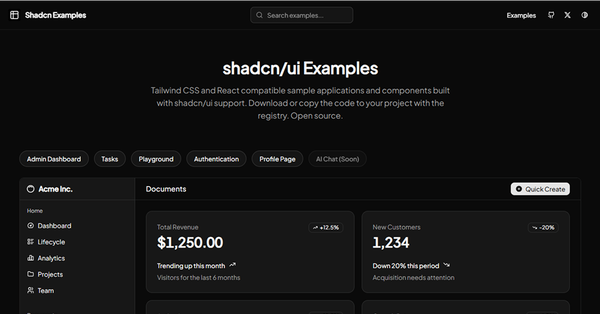 Shadcn Examples: Component Showcase for shadcn-ui