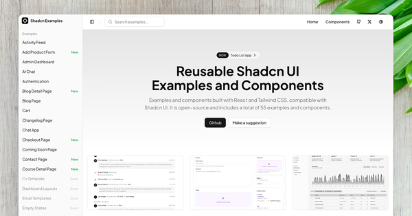 Shadcn Examples: Component Showcase for shadcn-ui