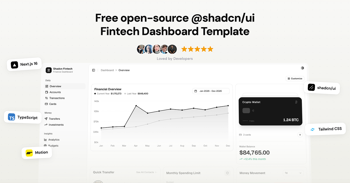 Shadcn Fintech - Finance Dashboard Template