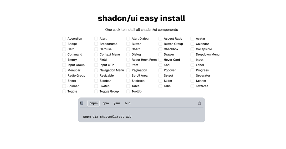 shadcn/ui Easy Install: One-Click Component Setup