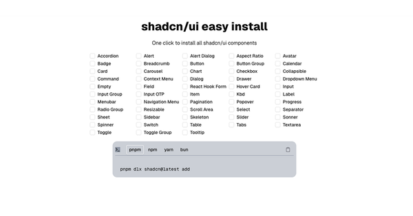 shadcn/ui Easy Install: One-Click Component Setup