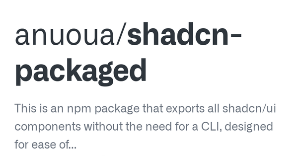 Shadcn Packaged: NPM Package for Shadcn-ui