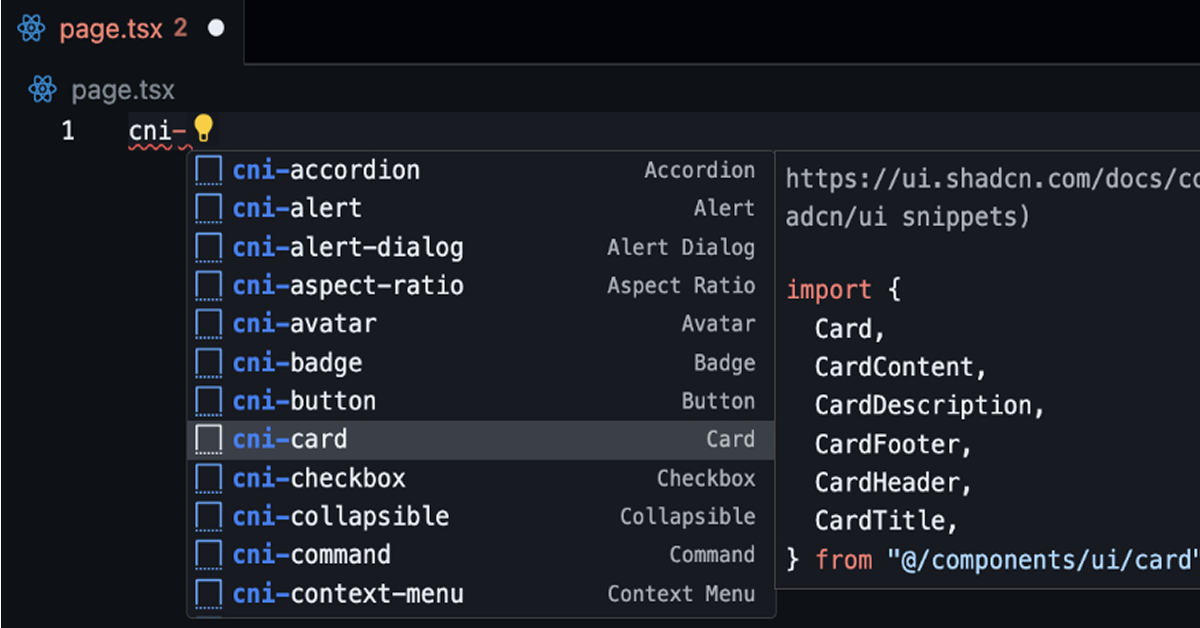 Shadcn/ui Snippets