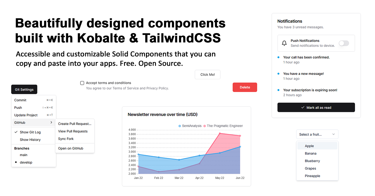 Solid UI - Kobalte and Tailwind CSS Components. 