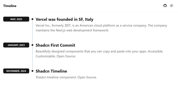 Shadcn UI Timeline