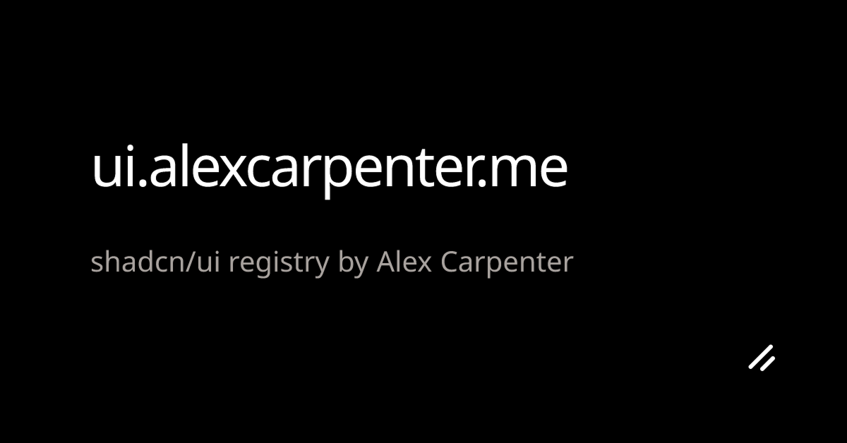 Alex Carpenter UI: Custom shadcn/ui Registry